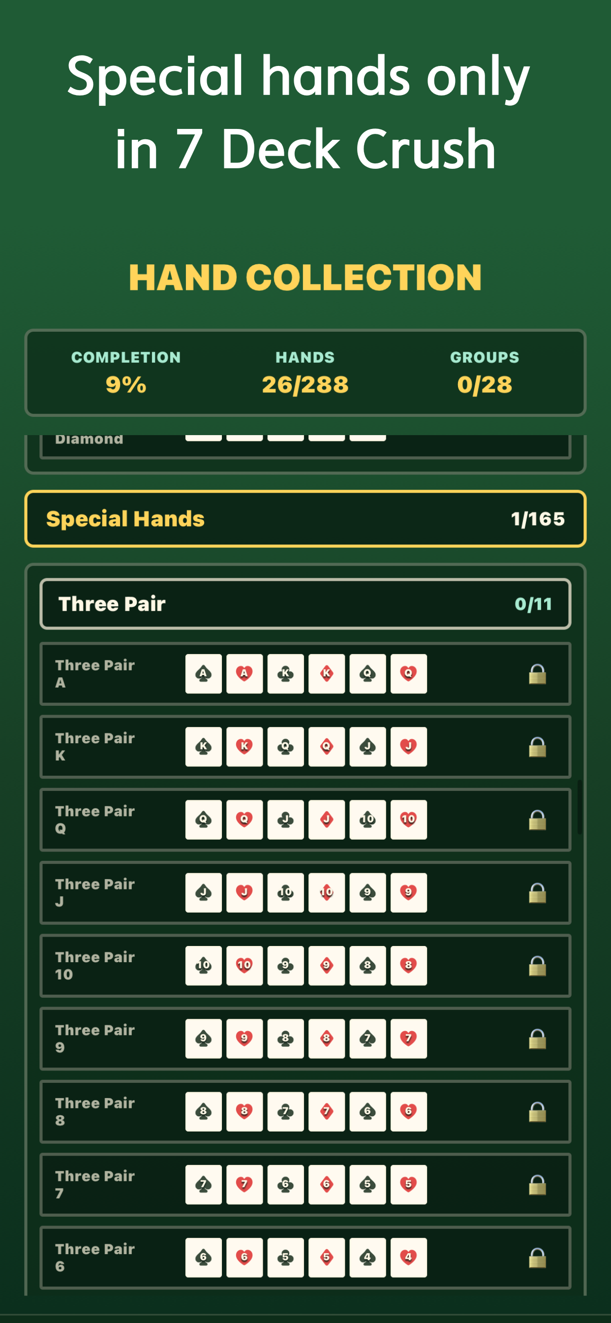 7 Deck Crush level progression screen